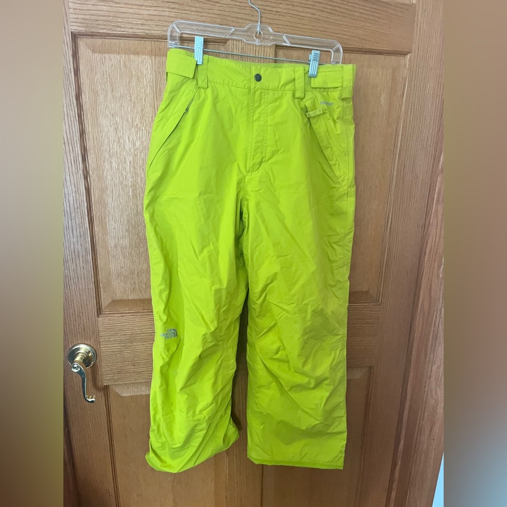 The North face boys  neon green snow pants